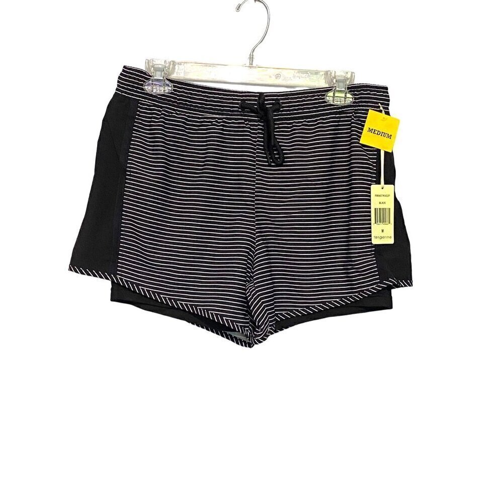 Tangerine Black‎ & White Striped Shorts Elastic Waist Women’s Size Medium NWT